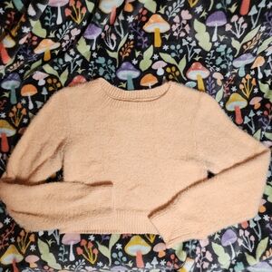 Urban Outfitters Cozy Crop Fuzzy Sweater Peach Long Sleeves Medium